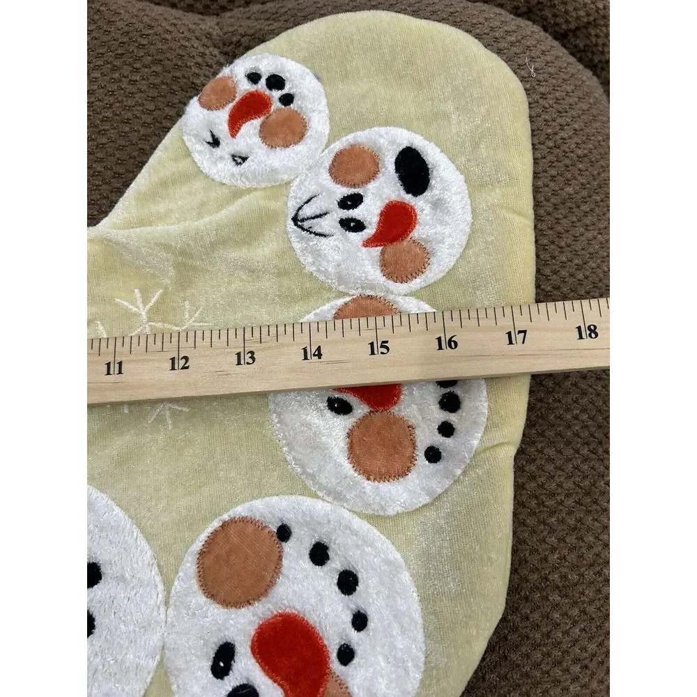 Snowman Applique Christmas Stocking‎ Cream Blue Velvet Kitsch Boho Retro